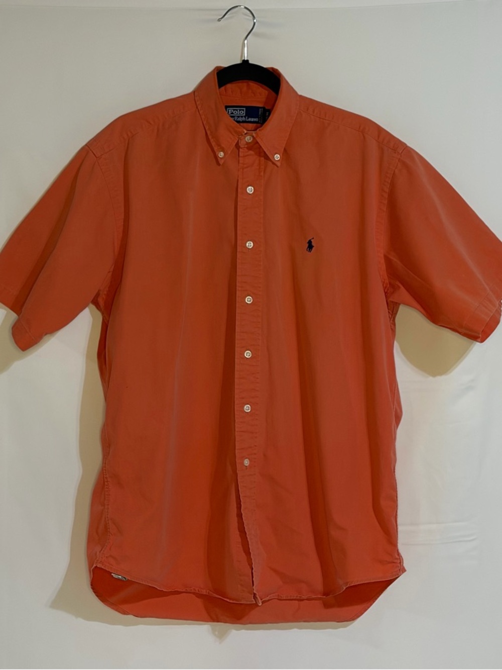 Polo by Ralph Lauren Button Down Shirt Coral Pink Short Sleeve Men’s Size Medium